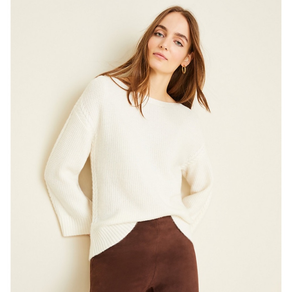 ANN TAYLOR Cable stitched sweater XL NWT